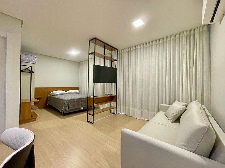 Conforto e modernidade em um estúdio com localização ideal e